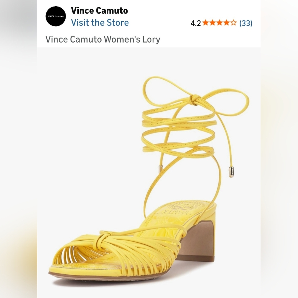 Vince Camuto Yellow Lace-Up Block Heel Sandal, Lory
